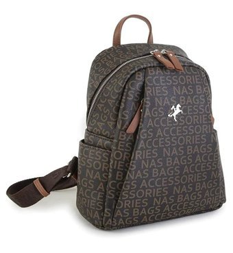 Nas Bag 1201 Yazılı Kahve Taba Kadın Sırt Çantası