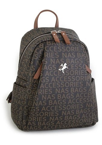 Nas Bag 1201 Yazılı Kahve Taba Kadın Sırt Çantası