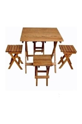 Koçyiğit Katlanabilir Kare Ahşap 60x60 cm Kahverengi Kamp Masası