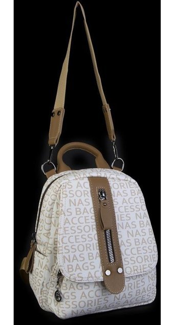 Nas Bag Nas 1081 Yazılı Krem Camel Kadın Sırt Çantası