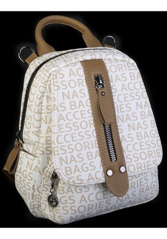 Nas Bag Nas 1081 Yazılı Krem Camel Kadın Sırt Çantası