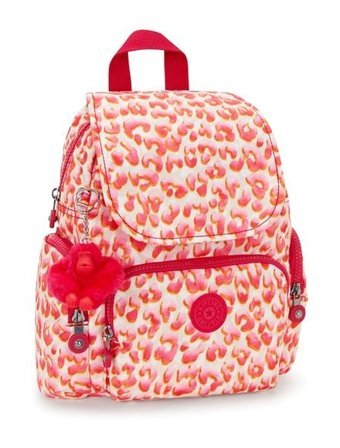 Kipling City Zip Mini Küçük Boy Pembe Latın Cheetah Kadın Sırt Çantası