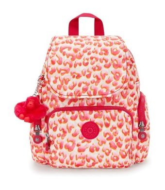 Kipling City Zip Mini Küçük Boy Pembe Latın Cheetah Kadın Sırt Çantası