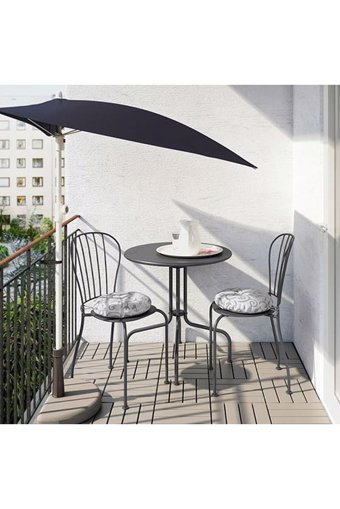 Ikea Yuvarlak Metal 70 cm Gri Kamp Masası