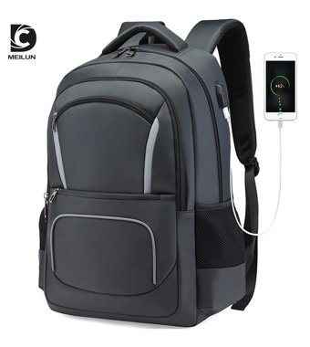 Dc Meilun Büyük Kapasiteli Usb Gri Erkek Sırt Çantası