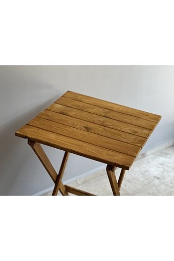 Teknik Ahşap Katlanabilir Kare Ahşap 55x55 cm Kahverengi Kamp Masası