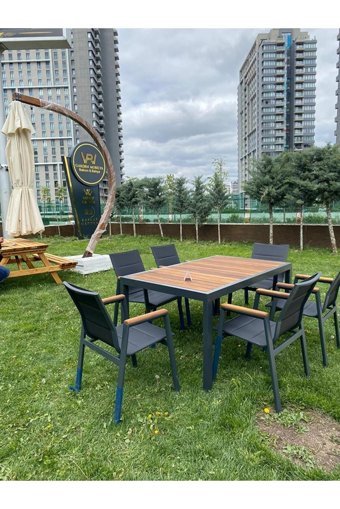 Vrv Garden Dikdörtgen Ahşap-Metal 80x140 cm Kahverengi - Siyah Kamp Masası