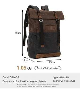 Gfavor Gf0158 Mumlu Kanvas Koyu Yeşil Erkek Sırt Çantası