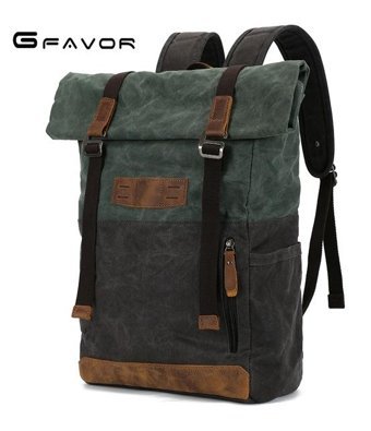 Gfavor Gf0158 Mumlu Kanvas Koyu Yeşil Erkek Sırt Çantası