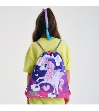Coral High Kids Mor Pembe Unicorn Desenli İpli Büzgülü 22464 Kadın Sırt Çantası