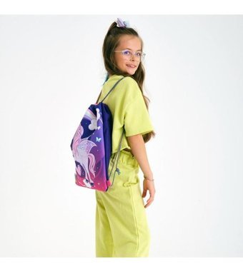 Coral High Kids Mor Pembe Unicorn Desenli İpli Büzgülü 22464 Kadın Sırt Çantası