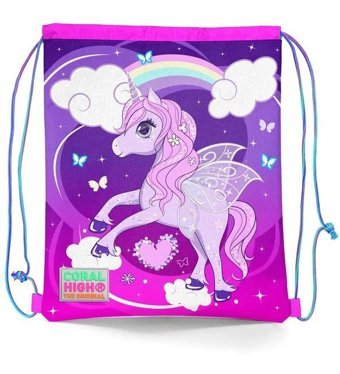 Coral High Kids Mor Pembe Unicorn Desenli İpli Büzgülü 22464 Kadın Sırt Çantası