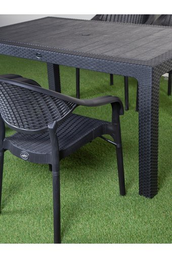 Çavdar Group Dikdörtgen Rattan 90x150 cm Siyah Kamp Masası