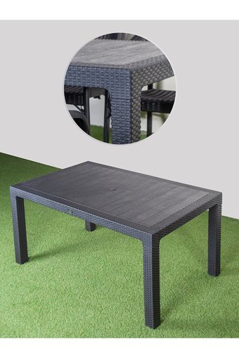 Çavdar Group Dikdörtgen Rattan 90x150 cm Siyah Kamp Masası