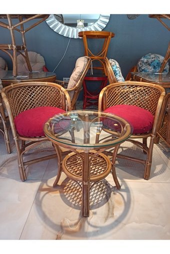 Sancaktar Bambu Yuvarlak Ahşap 60 cm Kahverengi Kamp Masası