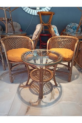 Sancaktar Bambu Yuvarlak Ahşap 60 cm Kahverengi Kamp Masası