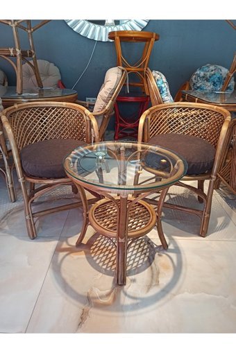 Sancaktar Bambu Yuvarlak Ahşap 60 cm Kahverengi Kamp Masası