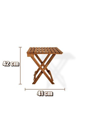 Auris Katlanabilir Dikdörtgen Ahşap 42x42 cm Kahverengi Kamp Sehpası