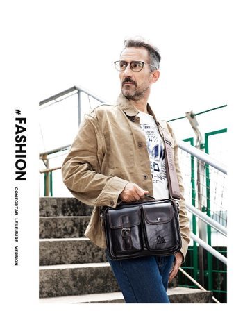 Laoshızı Retro Deri Crossbody Siyah Erkek Sırt Çantası