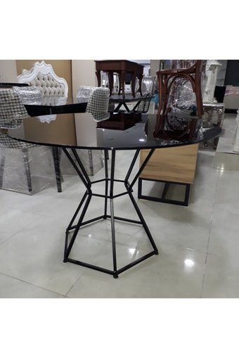Ufuk Mobilya Yuvarlak Cam 110 cm Siyah Kamp Masası