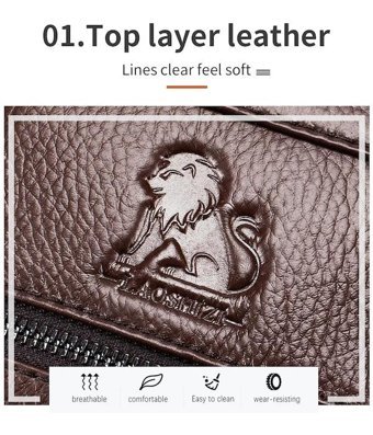 Laoshızı Hakiki Deri Crossbody Erkek Sırt Çantası Koyu Kahverengi