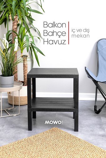 Mowo Home Dikdörtgen Plastik 29x38 cm Siyah Kamp Sehpası