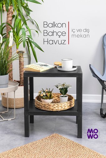 Mowo Home Dikdörtgen Plastik 29x38 cm Siyah Kamp Sehpası