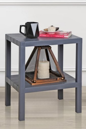Frapan Home Dikdörtgen Plastik 29x38 cm Gri Kamp Sehpası