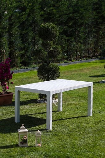 4A Groups Dikdörtgen Rattan 80x140 cm Antrasit Kamp Masası