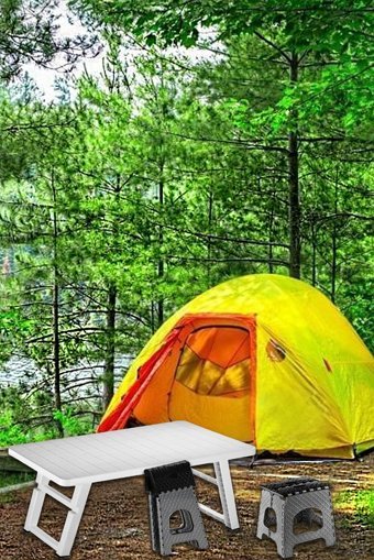 Gmkhome Katlanabilir Dikdörtgen Plastik 71.5x47.5 cm Beyaz Kamp Masası