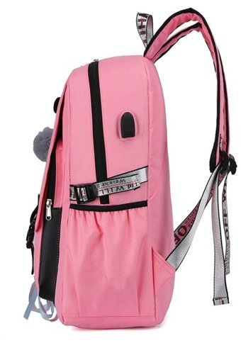 Sones Spor Usb Şarjı Hırsızlığa Karşı Korumalı Pembe Kadın Sırt Çantası