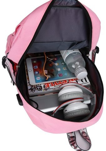 Sones Spor Usb Şarjı Hırsızlığa Karşı Korumalı Pembe Kadın Sırt Çantası