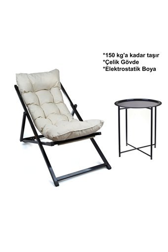Hastunç Katlanabilir Yuvarlak Metal 25 cm Siyah Kamp Masası