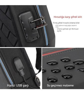 Eternal Luck Usb Hırzlığa Karşı Crossbody Mavi Erkek Sırt Çantası