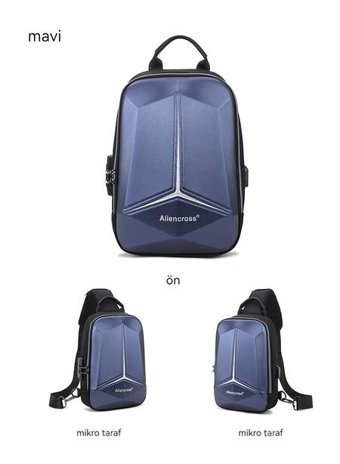 Eternal Luck Usb Hırzlığa Karşı Crossbody Mavi Erkek Sırt Çantası