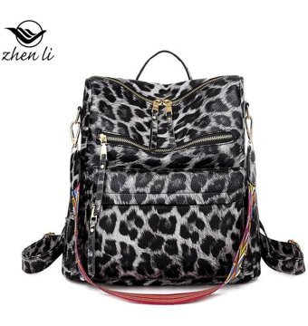 Shanshan Hss Retro Büyük Kapasiteli Niş Tasarım Leopar Grisi Kadın Sırt Çantası