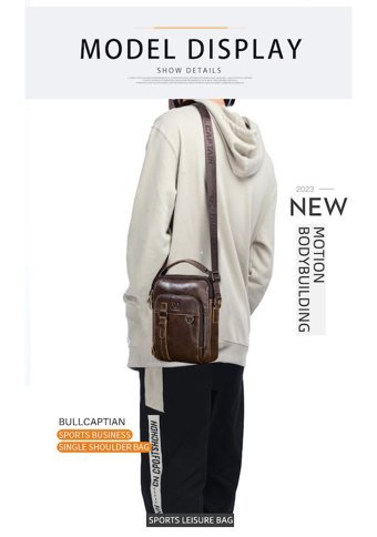 Bull Captan Moda Deri Crossbody Kahverengi Erkek Sırt Çantası - Sarı