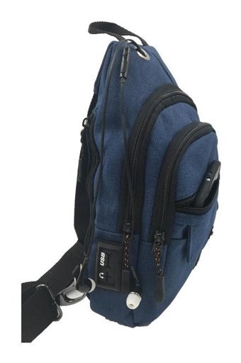 Bizoon 3472 Kanvas Kumaş Body Bag Lacivert Erkek Sırt Çantası