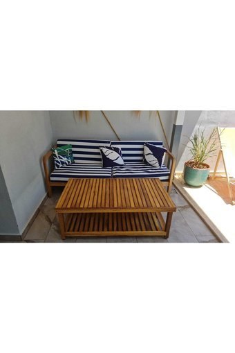 Obers Dikdörtgen Ahşap 60x120 cm Kahverengi Kamp Sehpası