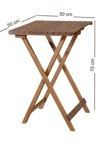 Woodensa Katlanabilir Kare Ahşap 50x50 cm Kahverengi Kamp Masası