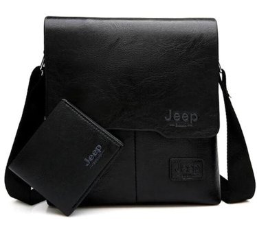 Sansan Jeep 4'Li Deri Çapraz Siyah Erkek Sırt Çantası