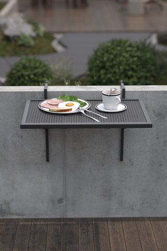 Retodesign Katlanabilir Dikdörtgen Metal 40x60 cm Siyah Kamp Masası