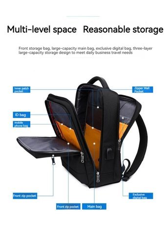 Wiersoon Çok Fonksiyonlu Moda Siyah Erkek Sırt Çantası
