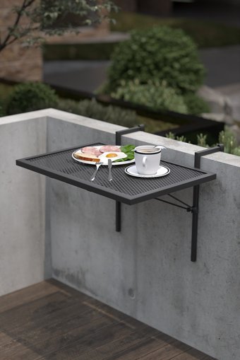 Retodesign Katlanabilir Dikdörtgen Metal 40x60 cm Siyah Kamp Masası