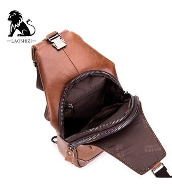 Laoshızı Hakiki Deri Casual Crossbody Siyah Erkek Sırt Çantası