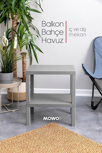 Mowo Home Dikdörtgen Plastik 29x38 cm Gri Kamp Sehpası