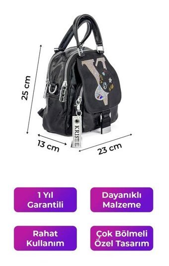 Kriste Bell Siyah 26374 Kadın Sırt Çantası