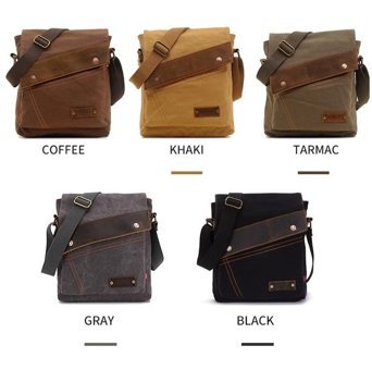 Augur 9088 Retro Kanvas Çapraz Kahve Kahverengi Erkek Sırt Çantası