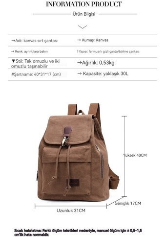 Carrier Vintage Kanvas Siyah Kadın Sırt Çantası