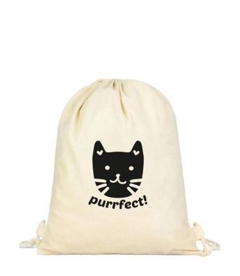 Tabby Design Şirin Kedi Baskılı Büzgülü Krem Kadın Sırt Çantası